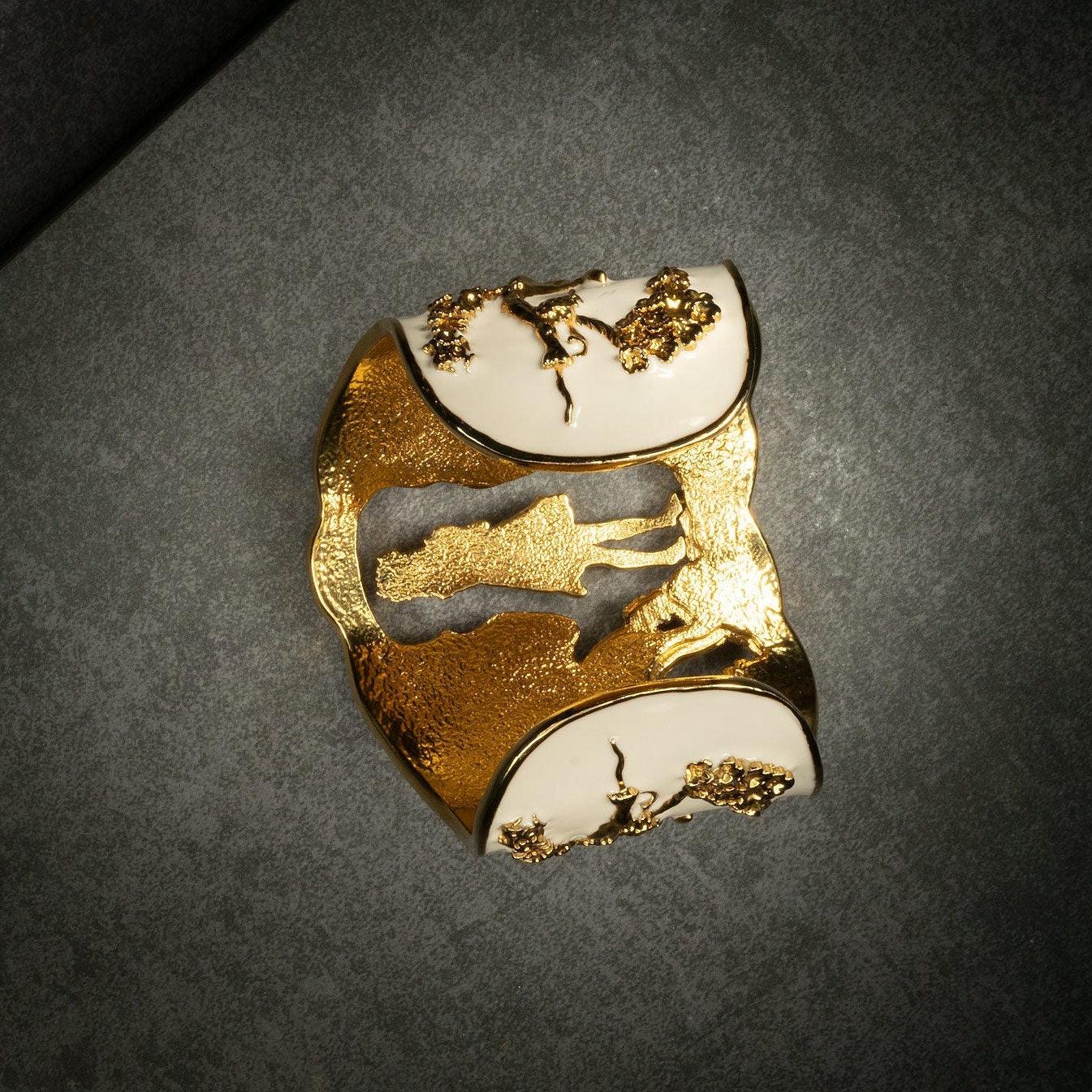 "Harmony" Cuff Bracelet - Gold & Ivory - Angela Mia Jewelry