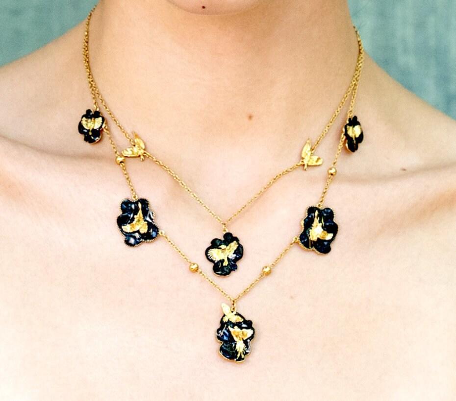 Unique Necklace "Arise" - Gold & Black Gift, Gift For Mom, Artistic, Jewelry