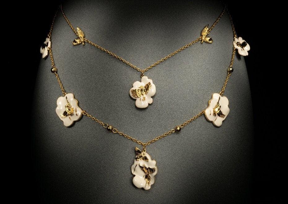 Unique Necklace "Arise" - Gold & Ivory Gift, Gift For Mom, Artistic, Jewelry