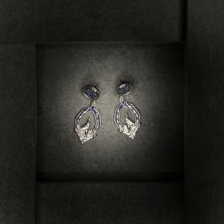 Unique Earrings "Vigor" Classic - Silver & Blue Jewelry, Gift, Gift for Mom, Artistic