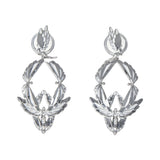 Unique Earrings "Soaring" - Rhodium & Bright White, Large Jewelry, Gift, Gift for Mom, Artistic