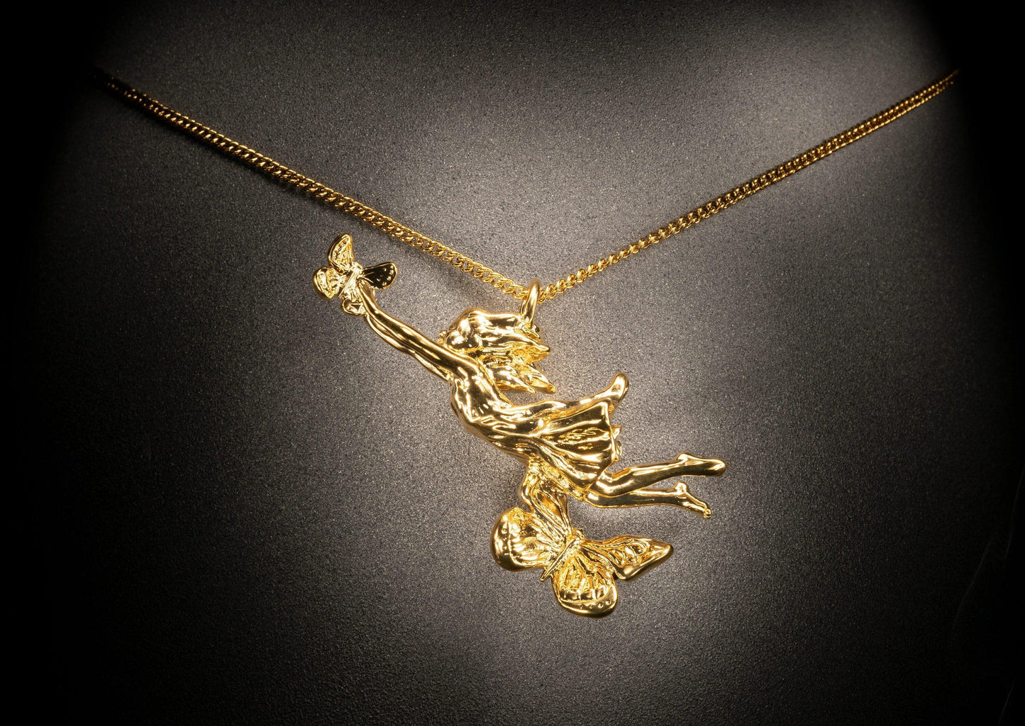 Unique Pendant Necklace "Lift Her with Butterflies" - Gold Gift, Gift For Mom, Artistic, Jewelry