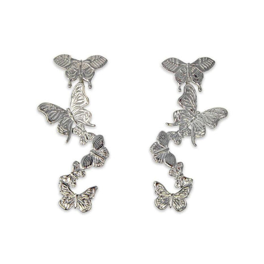 Unique Earrings "Butterfly Wind" - White Rhodium Gift, Gift For Mom, Artistic, Jewelry