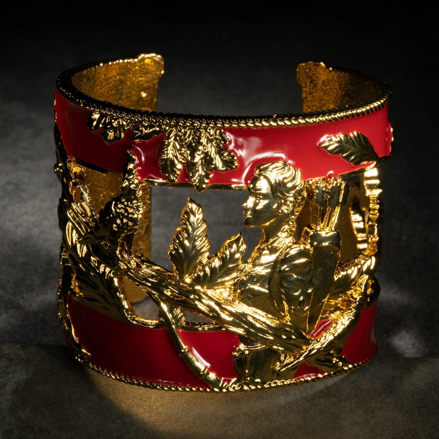Unique Cuff Bracelet "Vigor" - Gold & Red Gift, Gift For Mom, Artistic, Jewelry Cuff, Bracelet, Gold, Silver, Brass