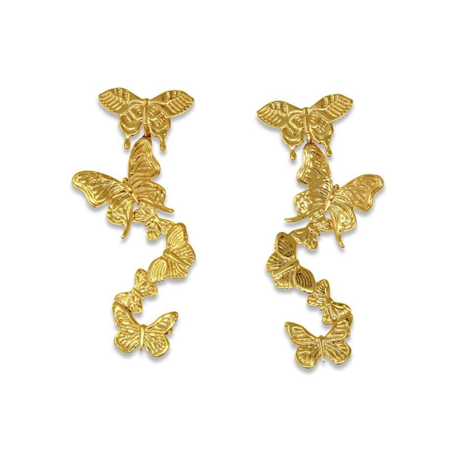 Unique Earrings "Butterfly Wind" - Gold Gift, Gift For Mom, Artistic, Jewelry