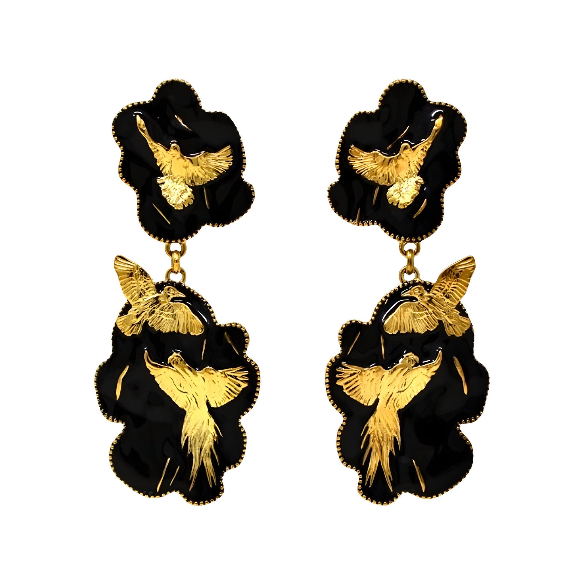 Unique Earrings "Arise" - Gold & Black Jewelry, Gift, Gift for Mom, Artistic