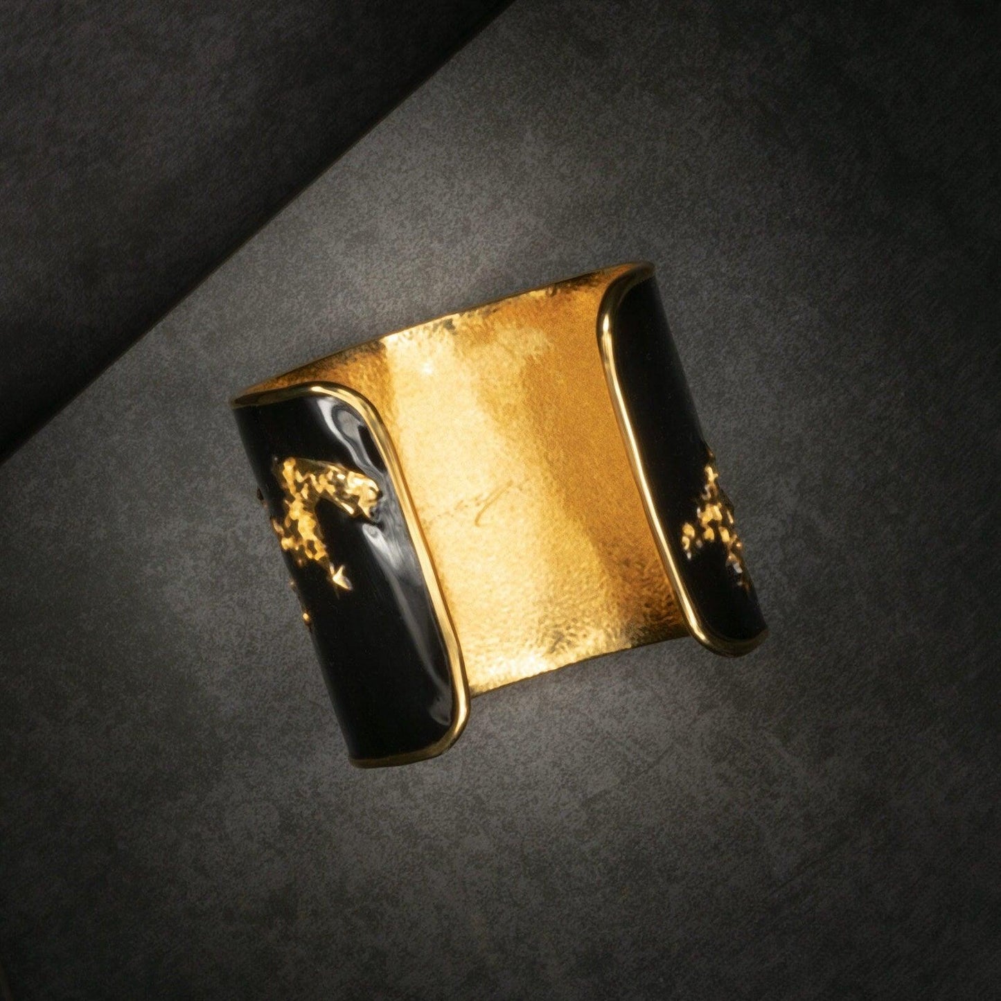 "She Moves The Stars" Cuff Bracelet - Gold & Black - Angela Mia Jewelry