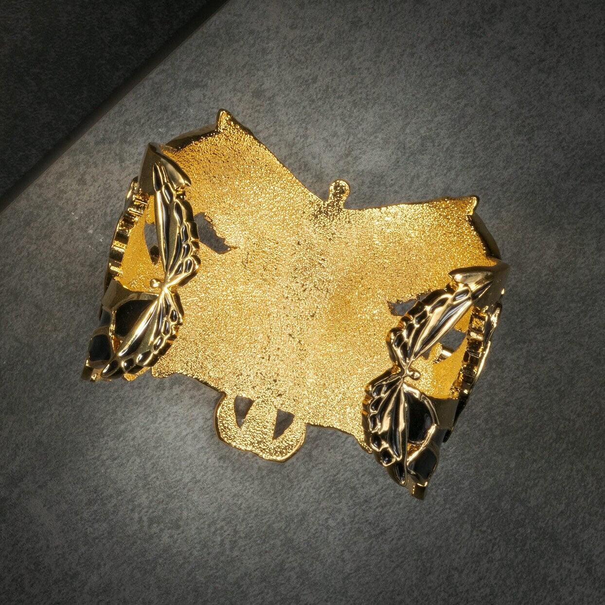 Unique Cuff Bracelet "Soaring" - Gold & Black Gift, Gift For Mom, Artistic, Jewelry Cuff, Bracelet, Gold, Silver, Brass