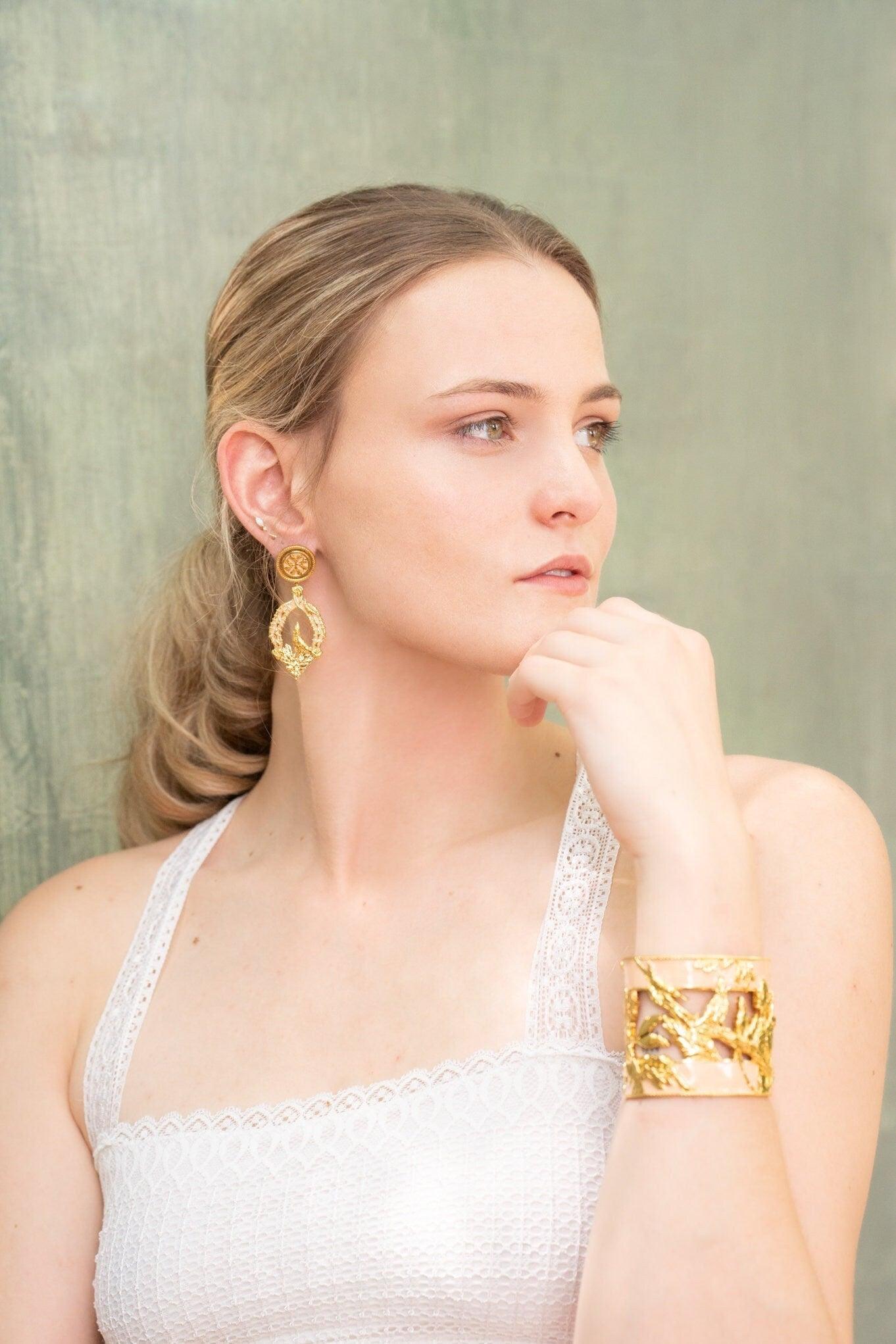 Unique Cuff Bracelet "Vigor" - Gold & Blush Gift, Gift For Mom, Artistic, Jewelry Cuff, Bracelet, Gold, Silver, Brass